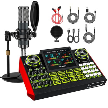 TENLAMP G9 Audio Mixer Bundle with Microphone for Streaming & Karaoke | Easy streaming with noise reduction, voice effects, auto-tune and Bluetooth audio for karaoke, gaming and live content.