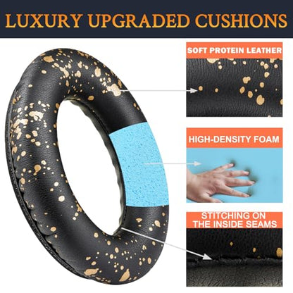 Replacement Earpads Cushions for Bose QuietComfort 35 (QC35) & Quiet Comfort 35 II (QC35 ii) Headphones, Ear Pads with Softer Leather, Noise Isolation Foam, Added Thickness (Black Gold) - color: Black Gold