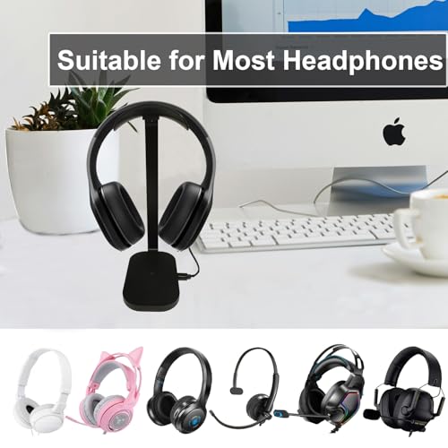 Headphone Stand with Wireless Charging, 15W Gaming Headset Holder for Desk, Aluminum Support Bar, Silicone Pad Headrest, Suitable for All Headphones