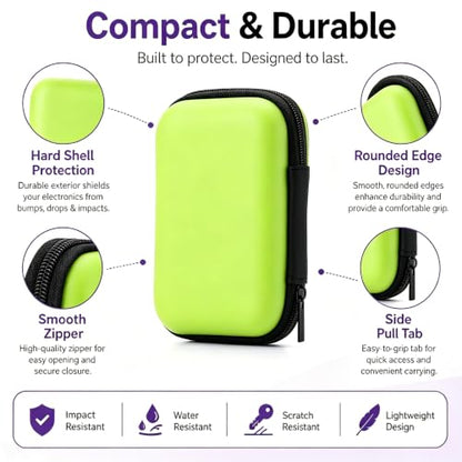 Headphone Case Hard Edge Zipper Bag Compact Portable Headset Storage Bag for Wireless,Headphones Earbuds Cables Charging Cable Travel Waterproof Commuting Home - color: Green