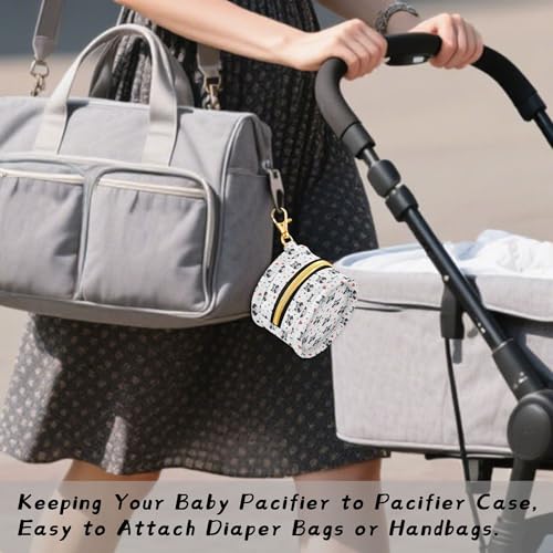 Pacifier Case Heart Raccoon Face Pattern Printed Waterproof Pacifier Holder Pouch with Metal Hook Clip Round Small Soother Storage Bag for Diaper Bag Stroller - color: Heart Raccoon Face Pattern