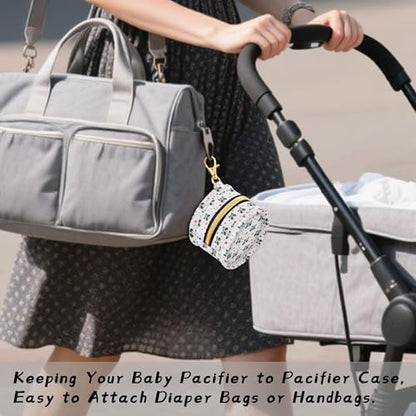 Pacifier Case Heart Raccoon Face Pattern Printed Waterproof Pacifier Holder Pouch with Metal Hook Clip Round Small Soother Storage Bag for Diaper Bag Stroller - color: Heart Raccoon Face Pattern