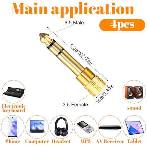 1/4 to 1/8 Audio Adapter, 3.5mm (1/8 inch) Male to 6.35mm (1/4 inch) Female | 8 Pcs, and 6.35mm (1/4) to 3.5mm (1/8), Stereo Audio Jack Converters, for Studio, Guitar, Microphone, Speaker, Hi-Fi Systems