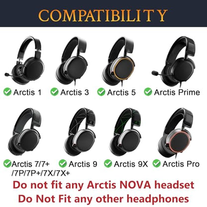 SOULWIT Earpads for SteelSeries Arctis 1/3/5/Arctis 7/7+/7P/7P+/7X/7X+/9/9X/Pro/Prime(Do Not Fit Any Arctis Nova) Headset, Cooling Gel Ear Pads Cushions with Ice Silk Fabric - Red Storm - color: Red Storm