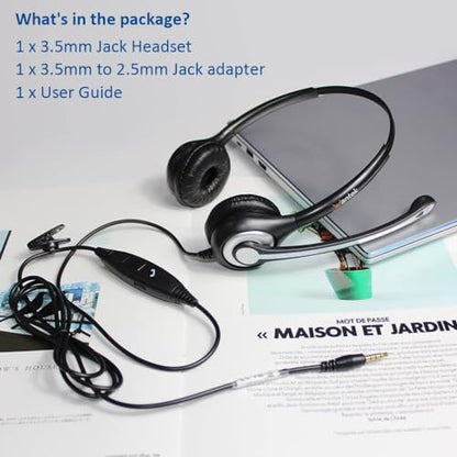 Cell Phone Headset with Microphone Noise Cancelling & Call Controls, 3.5mm Computer Headphones for Samsung PC Business Skype Softphone Call Center Office, Clear Chat, Ultra Comfort - color: Gray