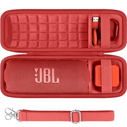 co2CREA Hard Travel Case for JBL Flip 7/6/5/4 Speaker, Red - color: Red Case