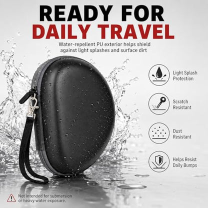 COMECASE Case for Beats Solo 4/Studio Pro Headphones with Mesh Pocket | Water-Resistant Hard Shell, Mesh Pocket for Cables, Travel Storage, Fits Solo 2/3, Solo Pro and Studio3, Black+Grey Zipper - color: Black+Grey Zipper