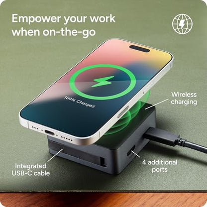 ZAGG 4-Port Hub with Wireless Charging - USB-C PD 100W, HDMI 4K, USB 10Gbps, High-Speed Charging & 4K Display, for Travel, Compatible w/Windows, macOS, iPadOS, ChromeOS, Android - style: 4-Port Hub w/ Wireless Charging