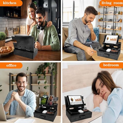 VEIYAILU Gifts for Him Husband Boyfriend Son Men Nightstand Organizer Wood Phone Docking Station Birthday Gifts (Black) - color: Black