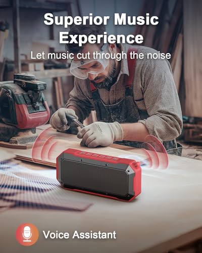 Qozybuds Bluetooth Jobsite Speaker with Magnet and Hook, 30H Working Time IPX6 Waterproof Speaker Plays Audio and Answers Calls Hands Free