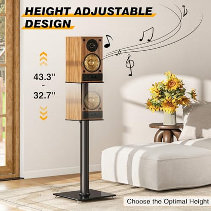 5Rcom Universal Speaker Stands for Surround Sound with 360° Swivel，Height Adjustable Bookshelf Speakers Stand from 32" to 43" with Cable Management, Speaker Stands Pair with Nonslip Pad Easy Install