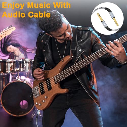 JOLGOO 1/4 Inch Guitar Instrument Cable 20 FT 2-Pack, 1/4 inch TS Guitar Cable, Quarter inch Cable, for Electric Guitar, Bass, Keyboard, Mixer, Amplifier, Speaker, Electric Mandolin - color: Grey, size: 20 Feet, style: TS Mono Cable 2-Pack