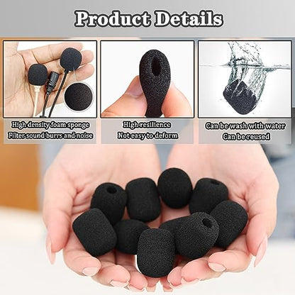 Headset Microphone Covers Foam, Lapel Headset Microphone Windscreen Sponge Foam Microphone Windscreen Mini Foam Cover for Variety of Headset Microphone Noise Reduction - 15 pack - size: 15pcs