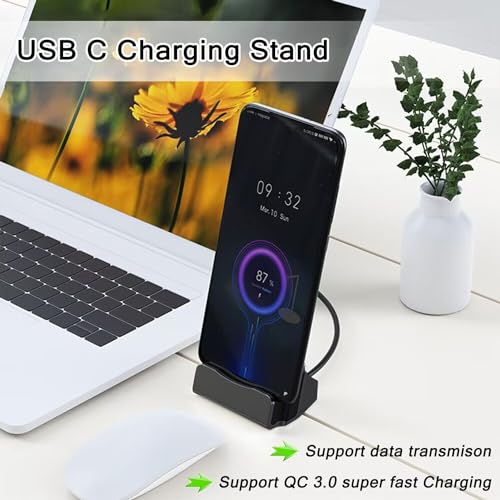 아이폰 15/16, 갤럭시, 구글 픽셀, LG, HTC 등을 위한 USB C 폰 도크 스테이션, 책상 나이트스탠드용 휴대폰 충전 스탠드 크래들, 스위치/스위치 라이트용 USB C 충전 도크 스탠드