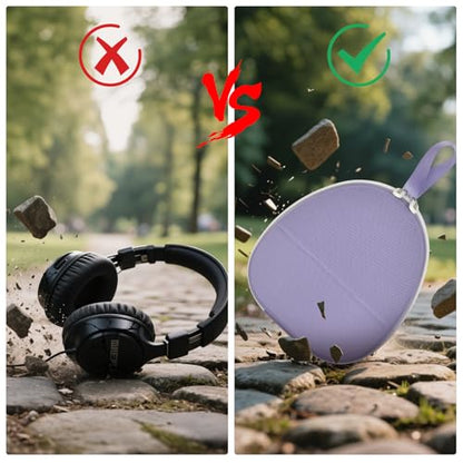 GWCASE Universal Headphone Case with Secure Strap and Cable Pocket, Purple | Fits Most Foldable Over-Ear Headphones, 7.87 x 6.8 x 0.9 in Interior, for Students, Commuters and Music Fans, Case Only - color: Purple with white zipper