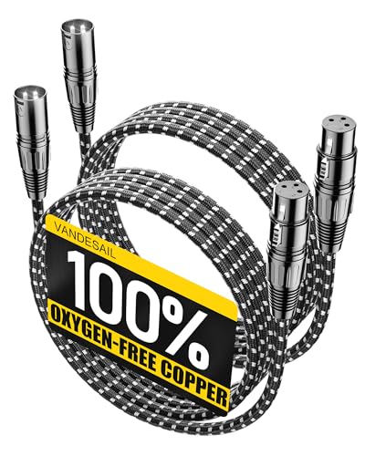 XLR Cables 6ft 2 Pack Microphone Cable,OFC Balanced Shielded - color: Black-White, size: 6 Feet