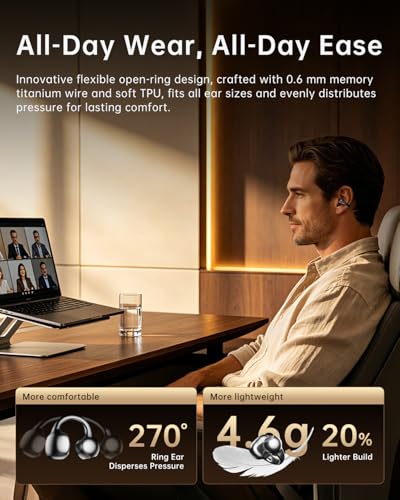 Open Ear Clip-On Earbuds, Wireless Bluetooth Lightweight Ear Buds | Comfortable Fit with Crystal Clear Sound, 50H Playtime,Water Resistant Clip Headphones for Running,Workout & Glasses Wearers - color: Black