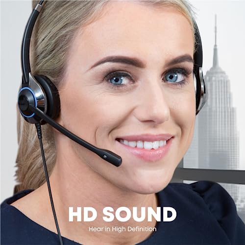 TruVoice HD-550 Dual Headset Bundle for Desk Phones | Training | Supervising | Coaching for Office and Call Center - Compatible with All Phones Including Yealink, Polycom, Poly, Mitel, Cisco, Avaya