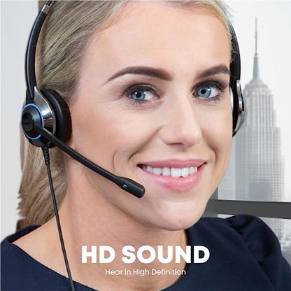 TruVoice HD-550 Dual Headset Bundle for Desk Phones | Training | Supervising | Coaching for Office and Call Center - Compatible with All Phones Including Yealink, Polycom, Poly, Mitel, Cisco, Avaya