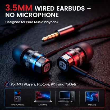 HIFI WALKER A2 3.5mm Wired Earbuds No Mic, in-Ear Headphones with 9.2mm Dynamic Driver, Hi-Fi Sound, Aluminum Alloy Shell, Noise-Isolating Earphones for MP3 Players, Laptop, PC and Tablet - size: 3.5mm No Mic