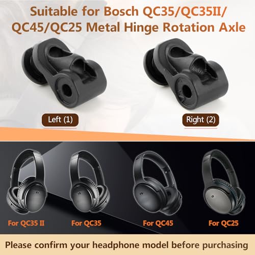 for QC35 Metal Hinge Swivel Replacement for Bose QuietComfort35 QC35/QC35 II/QC45/QC25 Hinge Swivel Metal Hinge Headphones Parts Accessories with Tool (Black)