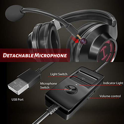 Edifier G2II Gaming Headset for PC PS4 USB Wired Gaming Headphones with 7.1 Surround Sound with Noise Canceling Microphone and RGB Light 50mm Driver Compatible with Mac Desktop PC Black - color: B_ED-G2 II