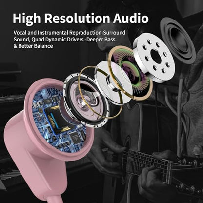 Jelanry 3.5mm Earbuds with Microphone Wired Headphones for Laptop PC, Pink | Sport Headset for iPhone 6 6s Samsung A25 A15 S10 Laptop PC Chromebook Switch Airplanes Kindle Fire Kids School Students Gift - color: Pink
