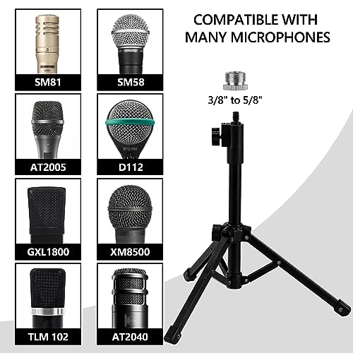 Geekria for Creators Telescoping Tabletop Tripod Microphone Stand, Desktop Mic Stand with Foldable Non-Slip Feet, Compatible with ATH AT2020, AKG P120, P220, CAD Audio GXL1800