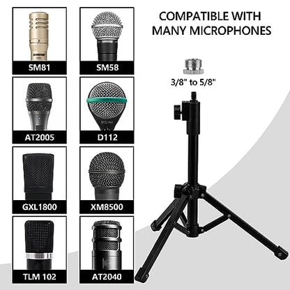 Geekria for Creators Telescoping Tabletop Tripod Microphone Stand, Desktop Mic Stand with Foldable Non-Slip Feet, Compatible with ATH AT2020, AKG P120, P220, CAD Audio GXL1800
