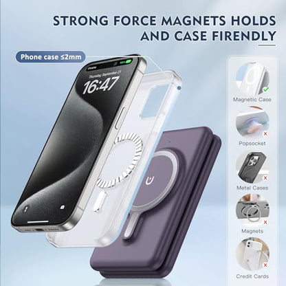 Wireless Charger iPhone - 3 in 1 Charging Station for Apple Devices for iPhone 17 16 15 14 13 12 Pro Max Plus - Foldable Magnetic Charging Pad for Apple Watch Series & Airpods Series - color: Purple