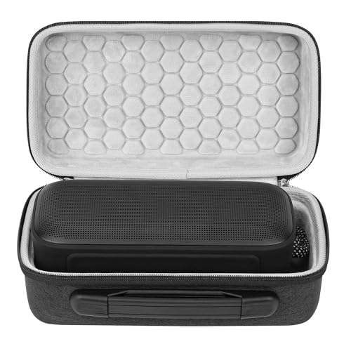Geekria Hard Shell Carrying Case Compatible with Bose SoundLink Plus, EVA Protective Travel Case with Honeycomb Interior Top Lining, Soft Plush Base and Reinforced Handle (Dark Grey)
