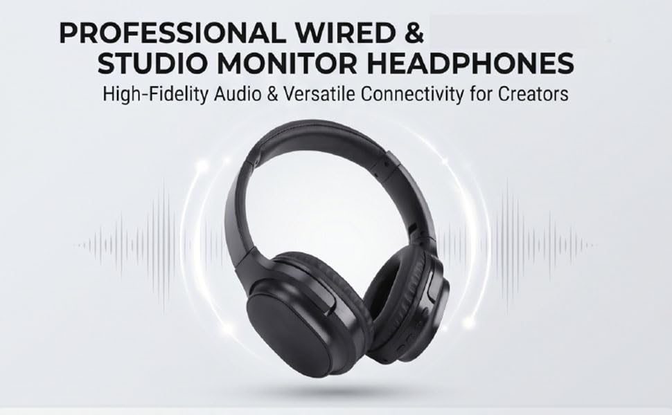 Zopsc Wireless Bluetooth 5.4 Studio Monitor Headphones Over Ear, 40mm Drivers HiFi Stereo, Wired Wireless Headset for Recording Mixing DJ Guitar Amp PC, 6.35mm 3.5mm.