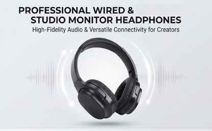 Zopsc Wireless Bluetooth 5.4 Studio Monitor Headphones Over Ear, 40mm Drivers HiFi Stereo, Wired Wireless Headset for Recording Mixing DJ Guitar Amp PC, 6.35mm 3.5mm.