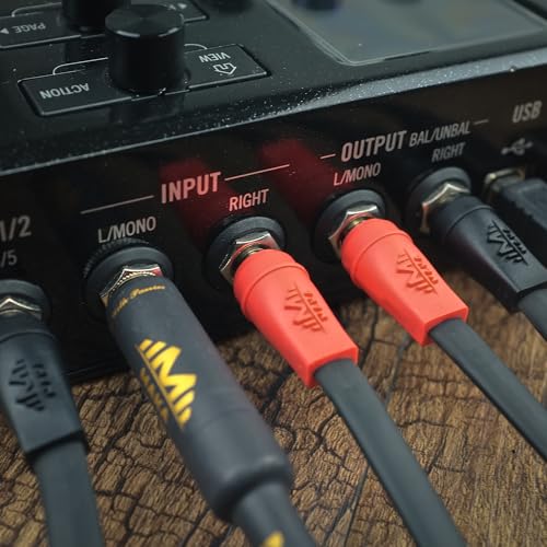 Flat Low Profile Stereo Guitar Patch Cable 6.5ft for Effects Pedals, 1/4 inch TRS Slim Straight to Right-Angle Plug, Red - color: Red, size: 6.5ft TRS(Straight to R-Angle)
