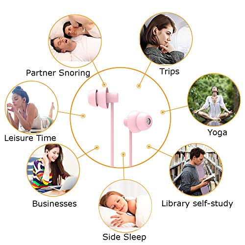 MAXROCK Sleep Earbuds with Soft Silicon Sleeping Headphones, Light Pink | Sleep Travel Choice, Cellphones Tablets Compatible, 3.5mm Jack - color: Light Pink