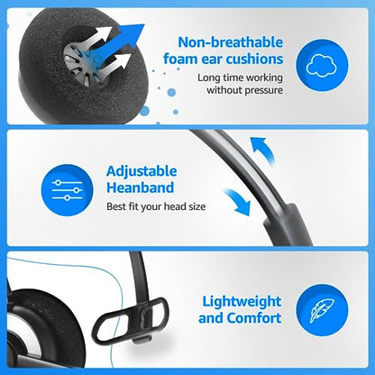 IPD IPH-160 Phone Headset with Noise Cancelling Microphone for Office and Call Center- Comapatible with Polycom VVX, Aastra,Avaya Digital, Nortel,Samsung,Mitel landline Phones. | Office and Call Center, Compatible with Polycom VVX, Aastra, Avaya Digital,