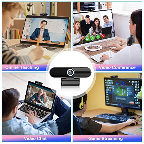 Webcam 4K HD 8MP USB-A/C with Microphone&Privacy Cover&Tripod for PC - color: Dark Grey