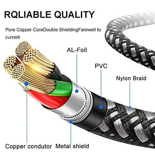 3.5mm Male to Male Audio Cable 30 ft,4 Pole Hi-Fi Stereo 3.5mm Aux Cable TRRS Male to Male Audio Cable, Aux Cord for Headphones, PS4,Phone, Tablets, Headset, PC, Laptop and More (30FT10M) - size: 30 ft