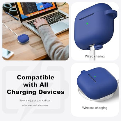 for AirPods 4th Case Cover with Cleaner Kit, Soft Skin Silicone Case Cover with Keychain, Full Protective Case for Men and Women, Compatible with Apple Latest AirPods 4 Case 2024, Royal Blue - color: C Royal Blue