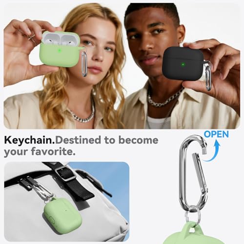 Ljusmicker for AirPods Pro 3 Case 2025 with Cleaner Kit,Pastel Green | Soft Silicone Protective Cover for Apple AirPod Pro 3rd Generation Case with Keychain for Women Men,Shockproof - color: B1-Pastel Green