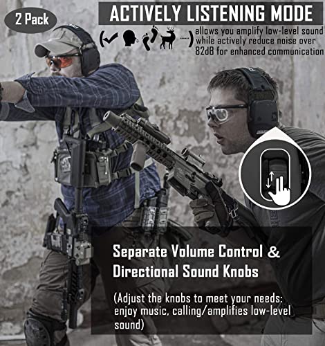 PROHEAR 030 2 Pack Bluetooth 5.4 Electronic Shooting Ear Protection Earmuffs with Foam Ear Pads-Black - style: Bluetooth *2