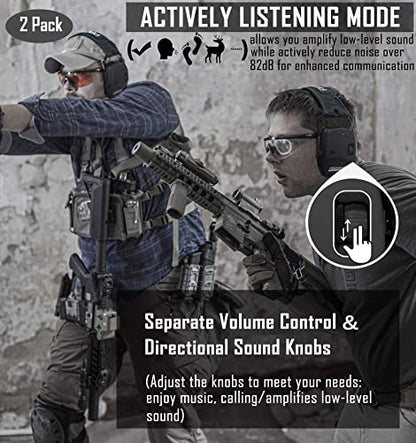 PROHEAR 030 2 Pack Bluetooth 5.4 Electronic Shooting Ear Protection Earmuffs with Foam Ear Pads-Black - style: Bluetooth *2
