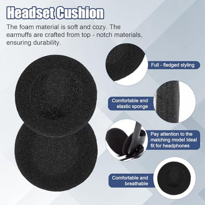 6 PCS Headphone Earpads, 50mm/2" Ear Cushions Ultra Soft Foam Cover Replacement Headphons Ear Covers for Headphones Most Standard Size Office Telephone Headsets H251 H251n H261n H351 H361