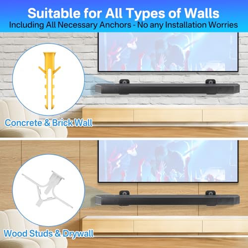 Heavy Duty Soundbar Wall Mount for Samsung HW-Q990F/Q930F/Q900F/Q800F Mount Under or Above TV, Low Profile Floating Design Fits Q990D/Q930D/Q900D/Q800D, Q990C/Q930C/Q900C/Q800C, Q990B/Q930B/Q800B - style: Soundbar Wall Mount