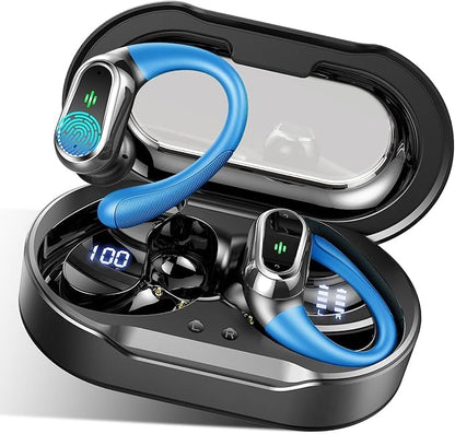 Wireless Earbuds, 2026 Bluetooth 5.4 Headphones, ENC Noise Canceling Mic | 60Hrs+ Stereo Wireless Headphones, IP7 Waterproof Bluetooth Earbuds, Sport Earhooks, Dual LED Display, for Workout, Running - color: Loyal Blue