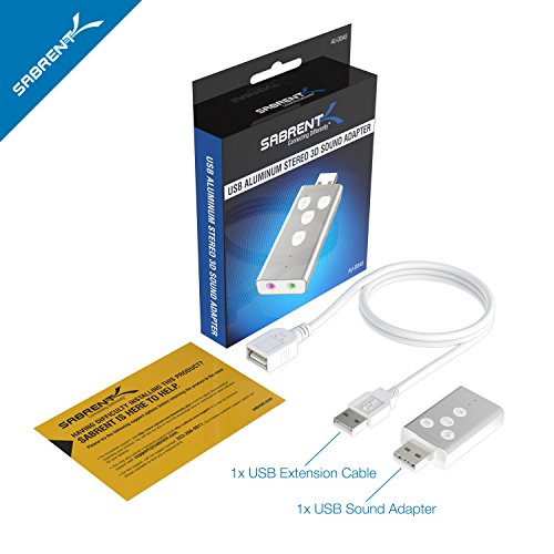 SABRENT Aluminum USB External 3D Stereo Sound Adapter for Windows and Mac. Plug and Play No Drivers Needed. [Silver] (AU-DDAS) - color: Silver
