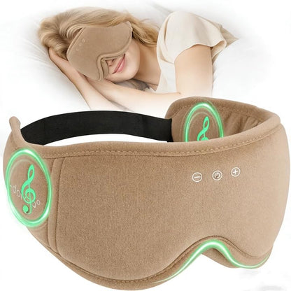 Sleep Mask with Headphones Bluetooth 5.4, LC-dolida Soft Bamboo Cotton Wireless Bluetooth Sleep Mask, Music Sleeping Headphones Cooling & Breathable, Ultra-Thin Stereo Speaker for Side Sleepers - color: Khaki