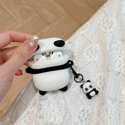 Wireless Charging Earphone Case Compatible with Airpods 4, Cute Animal Lying Panda Design Soft Silicone Full Body Protective Skin Cover, Kids Girls Women Cartoon Earbuds Accessories with Pendant - color: Lying Panda, size: Airpods 4