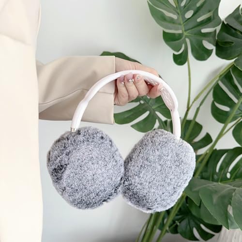 Fluffy Plush Case for AirPods Max Headphones, Cute Furry Fur Ear Cups Skin Soft Slicone Protective Cover for AirPods Max(Dark Grey) - color: Dark Grey