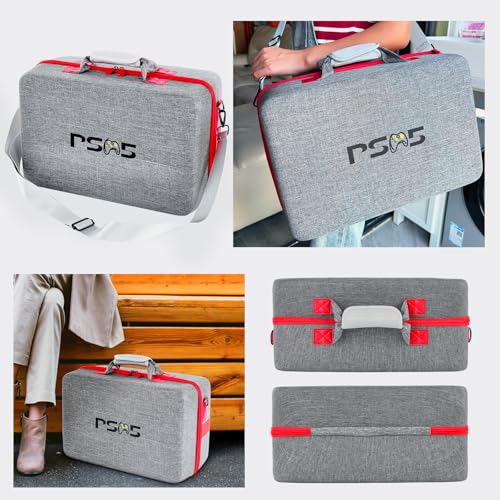 PSCHUNYD Hard Shell Carrying Case Compatible with PS5, PS5 Travel Case Carry Bag, Organizer Protective Cases for Playstation 5 Console,Dual Controller, Headset and Gaming Accessories - size: For PS5